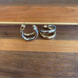Gold and Silver double hoop earrings